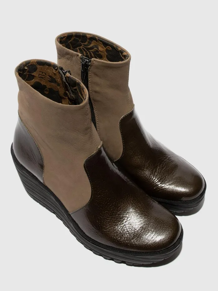 Zip Up Ankle Boots YUXI506FLY GREENKHAKI Women Fly London Ankle Boots